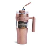 Hydragear Juno Stainless Steel Tumbler with 2-in-1 Lid and Reusable Straw - 40 Oz - Rose Whisper Glitter