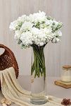 SATYAM KRAFT 1 Bunch Artificial Dahlia Fake Flowers for Diwali Gifting, Home, Office, Bedroom Decoration Items, Deepawali (Without Vase Pot)(Fabric)(White)