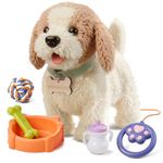 OR OR TU Walking Dog Toys for Kids, Walk and Bark on a Lead, Realistic Interactive Toy Dog Plush Electronic Pets Puppy for Kids 3 4 5 6 7+ Years Old Girls Boys Gift