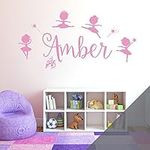 Personalised Name Girls Wall Art Sticker - Disney Baby Ballerina Little Princess, Ballet Shoes, Wand, Star [Dark Grey]