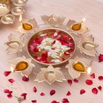 Home Deco Diya Shape Flower Decorative Urlii Bowl for Home Handcrafted Bowl for Floating Flowers and Tea Light Candles Home,Office and Table Decor| Diwali Decoration Items for Home (Lotus 10 inches)