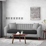 Casaliving Doraldo 3 Seater Sofa Set for Living Room (Black Grey Colour) Premium Fabric Sofa