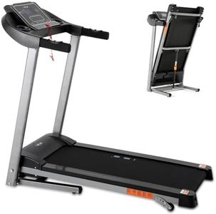 ISE Tapis de Course Marche Pliable Electrique Inclinable, Tapis de Marche Pliable Motorise 2HP, Walking Pad Electrique Silencieux 12P, Tapis Roulant Pliable LCD 14KM/H Treadmill Compact Maison&Bureau