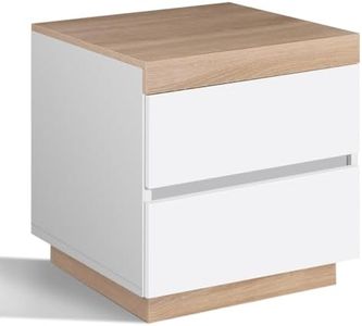 ALFORDSON Bedside Table White 2-Drawer Nightstand Cabinet Organiser 50cm x 45cm x 54cm Wooden Storage Side Chest Table for Hallway, Bedroom and Living Room (Danae)