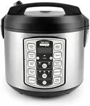 Aroma Housewares ARC-5000SB Digital Rice, Food Steamer, Slow, Grain Cooker, Stainless Exterior/Nonstick Pot, 10-cup uncooked/20-cup cooked/4QT, Silver, Black