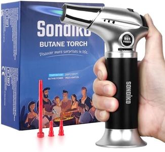 Sondiko Kitchen Torch S901, Blow Torch, Refillable Butane Torch with Safety Lock and Adjustable Flame for DIY, Creme Brulee, BBQ and Baking, Butane Gas Not Included