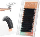 ANNAFRIS Easy Fan Eyelash Extension Automatic 1S Flowering 0.07 D Curl 12mm Individual False Lashes Natural Soft Matte Black Volume Lash Extensions supplies (0.07 D, 12mm)