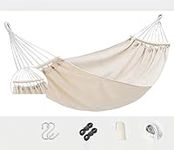 190x150cm Hammock with Spreader Bars, Camping Hammock Outdoor, with Thickened Durable Canvas Fabric and Sturdy Metal Knot, 550 lb Load Capacity, for Backyard, Garden