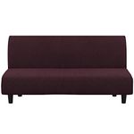 Turquoize Futon Cover Stretch Armless Sofa Bed Slipcover Spandex Non Slip Soft Couch Sofa Cover Without Arms Futon Slipcovers for Living Room Furniture Protector with Elastic Bottom, Brown