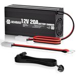 DCHOUSE 12V 20A Lithium Battery Charger, 14.6V LiFePO4 Charger with Battery Quick Connector & LED Indicator, Smart 300W Fast Charging for Marine, Caravan, Off-Grid Solar and Home Batteries