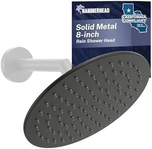 HammerHead Showers® ALL METAL 8 Inch Rainfall Shower Head – MATTE BLACK - Shower Head Rainfall - 1.75 GPM High Flow Shower Head Optimized for Pressure – Large Round Rain Shower Heads
