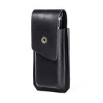 Gentlestache Leather Knife Sheath for Belt, EDC Leather Belt Organizer, Belt Sheath for Multitool and Flashlight, Color Black