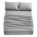 Home Beyond & HB design - 3-Piece Bed Sheets Set (Twin, Grey) - Premium Hotel Quality Bedding Sheets - Breathable Ultra Soft Brushed Microfiber - 14 Inches Deep Pocket, Wrinkle Fade Resistant