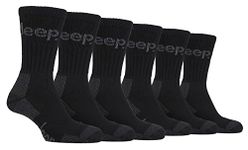 Jeep 6 Pairs Of Mens Terrain Cushioned Sole Walking Hiking Socks 6-11 uk, 39-45 eur