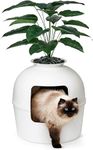 Bundle & Bliss Secret Litter Box by - Hidden Litter Box Enclosure, Patented Design with Odor Control, Includes Faux Plant, Carbon Filter and Real Stones