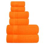 Belizzi Home Ultra Soft 6 Pack Cotton Towel Set, Contains 2 Bath Towels 28x55 inch, 2 Hand Towels 16x24 inch & 2 Wash Coths 12x12 inch, Ideal for Everyday use, Compact & Lightweight - Orange