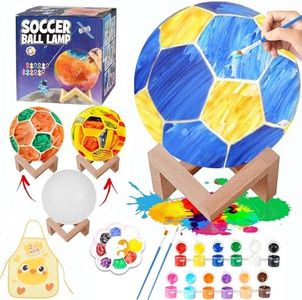 Kit Peinture Enfant Lampe de Football Foot Veilleuse de Peindre 3D Kit Materiel Dessin Bricolage Jouet Loisir Créatif avec Autocollants DIY Cadeau d'Anniversaire Garçon Fille 4 5 6 7 8 9 10 11 12 Ans