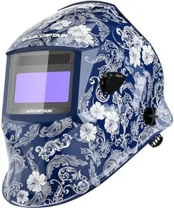 ARCCAPTAIN Large Viewing Screen Welding Helmet, 1/1/1/1 Top Optical Clarity Auto Darkening Welding Hood, 4 Arc Sensor 1/25000s Response Time True Color Weld Hood Helmet HSH-S800 Flower