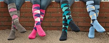 Rhinegold Womens Horse Riding Socks with Reinforced Cushioned Soles - Grey/Pink - Equestrian Knee High Socks for Women - Ladies Knee Length Socks with Hygenic Antimicrobial Properties