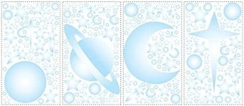 RoomMates Repositionable Childrens Glow In The Dark Wall Stickers Celestial Planets and Stars