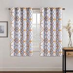 Blackout Curtains for Living Room - Functional Blackout Curtains/Panels for Bedroom, Thermal Insulated, Privacy Assured (Set of 2, 52 x 63 Inch, Mustard and Grey Geo Pattern)
