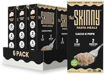 It’s Skinny Cacio e Pepe – Low Carb Pasta, Gluten Free, Non-GMO, Keto-Friendly, Only 3 Net Carbs & 2g of Fiber per Serving, with Organic Parmesan and Pecorino Romano Cheese Sauce, Ready in 5 Minutes (6 Packs)