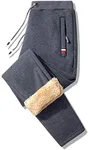 Flygo Men's Warm Fleece Pants Sherpa Lined Active Running Camping Sweatpants (Small, #2 Dark Grey)