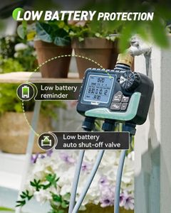 RAINPOINT 3-Outlet Water Timer with Brass Inlet – Automatic Sprinkler, Rain Delay, LCD Display for Garden & Lawn