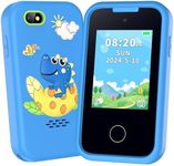 Nikuku Kids Phone for Boys, Kids Smart Phone Dinosaur Toy Christmas Birthday Gifts for Boys 3-8 Years Old, Fake Play Phones for Toddler, Girls Gifts with Music Player Dual Camera 8GB SD Card(Blue)