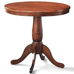 Giantex Table 32" D X 30" H Wooden Round Pub Pedestal Side Table, Adjustable Foot Pads, Spacious Table Top, Multi-Purpose End Table for Bar, Kitchen, Dining Room, Restaurant (32" D, Walnut)