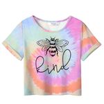 Arshiner Girl's T-Shirts Tie-dye Kids Short Sleeve Tops Summer Fashion Printed Sport Casual Crew Neck Tee Shirt for Girls 13-14 Years