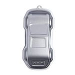 KitchenCraft Novelty Car Cake Mould with Recipe, 29 x 14 cm Anodised Aluminium Cake Tin, 11.5 x 5.5 Inch, Silver