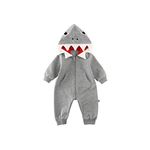 ALLAIBB Baby Shark Romper Halloween Costume Onesie Jumpsuit Hooded Outwear (18-24 Months, Gray)