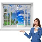 Magnetic Screen Window, 205 x 190 cm for Patio, Kitchen, Bedroom, Air Conditioner Room, Fits Doors up to(Gray)