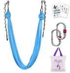 F.Life Aerial Yoga Hammock kit Include Daisy Chain,Carabiner and Pose Guide (Blue)