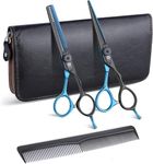 Purple Dragon Blue Hairdressing Scissors Set Japanese Steel 5.5 Inch Hair Cutting Shears Thinning Scissors Kit -Razor Sharp- Barber Hair Cutting Scissors with Fine Direct Adjustment Knob