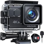 WOLFANG GA100 Action Camera 4K 20MP Waterproof 40M Underwater Camera EIS Stabilization WiFi 170° Wide Angle Helmet Camera (External Microphone, Remote Control, 2 Batteries and Accessory Kit)