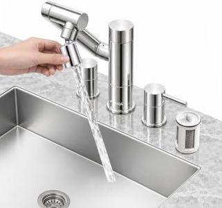 Frizzlife MF1080-X 8-Inch Widespread Bathroom Sink Faucet with Built-In Carbon Block Water Filter, NSF/ANSI 372 Certified, 3-Hole Kitchen Sink Faucet, 1080° Rotating, Stream/Spray, 304 Stainless Steel