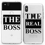 Cavka Matching Couple Cases Compatible with Apple iPhone 7/8 / SE 2020 2nd Gen Gift Funky Clear Boss Present Silicone Cover Him Anniversary Cute Girlfriends Women Relationship