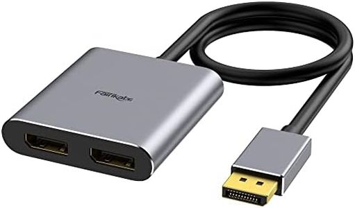 fairikabe DisplayPort to Dual DisplayPort Splitter Adapter 4K60Hz for Dual Monitor Display, MST Display Port Adapter Extend Display 1 in 2 Out, displayport Hub for Desktop PC Laptop