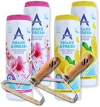 Shake n Vac Carpet Freshener Powder Bundle with 2 x Each Astonish Shake & Fresh Carpet Freshner Deodoriser (Lemon & Pink Blossom) & 2 x Metal Lindt Roller