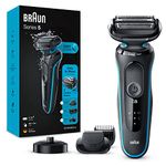 Braun Series 5 Electric Shaver + Replacement Head Bundle, with Beard Trimmer, Charging Stand, Wet and Dry, Easy Clean System, 50-M4500cs, Mint Razor + Shaver Head, 53B, Black