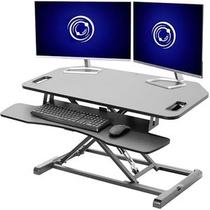 VIVO Extra Wide Corner Height Adjustable 95cm Stand up Desk Converter, Sit Stand Tabletop Dual Monitor and Laptop Riser Workstation, Black, DESK-V000KL