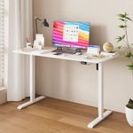 ADVWIN Electric Standing Desk,Ergonomic Sit Stand Desk Height Adjustable Motorised Home Office Computer Workstation 120cm White Desktop and White Frame