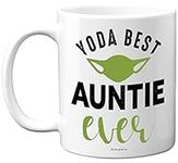 Auntie Birthday Gifts - Yoda Best Mug - Best Auntie Mugs, Happy Birthday Aunty Gift, Special Aunt Gifts for Christmas, Funny Xmas Tea Coffee Cup Cups, 11oz Ceramic Dishwasher Microwave Safe Mugs