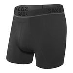SAXX Underwear Men's Boxer Briefs – KINETIC HD Men’s Underwear – Boxer Briefs with Built-In BallPark Pouch Support – Semi-Compression Underwear for Men, Blackout, Large