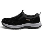 GHAKKE 2023 Walking Shoes For Men Outdoor Hiking Orthopedic Shoes With Arch Support Slip On Waterproof Anti-Slip Lightweight Loafers Fashion Low-top Safety Sneakers (Color : Black, Size : 9.5 UK)