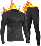 UNIQUEBELLA Mens Thermal Underwear Set Long Sleeve Tops Long Johns Thermal Base Layer Bottom Fleece Lined Quick Drying