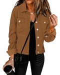 Vetinee Jacket for Women Women Jackets Autumn Jackets for Women Uk Denim Jackets for Women Uk Denim Jackets Women Denim Jackets Women Brown Size Medium Fits UK Size 12 to UK Size 14