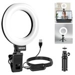 NEEWER Basic 5" Ring Light with Clip & Tripod, 10W 3000k-6000K Dimmable Clip on Light for Laptop Computer Monitor Video Conferencing, Selfie, Vlog, Makeup, Live Streaming, Video Recording, BR60